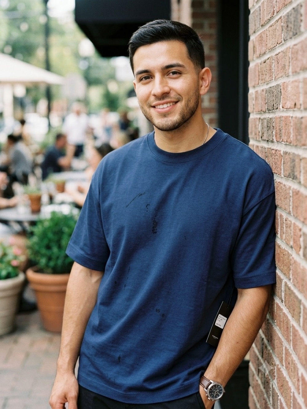 Reserved Men's Navy Button-Down Casual‎ Shirt